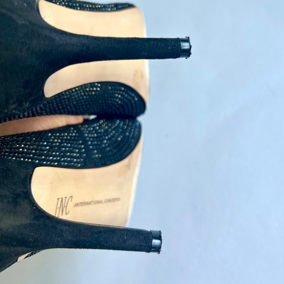 INC International Concepts Black Fabric Black Glitter Dots Almond Toe Pumps sz 8 - Picture 14 of 15